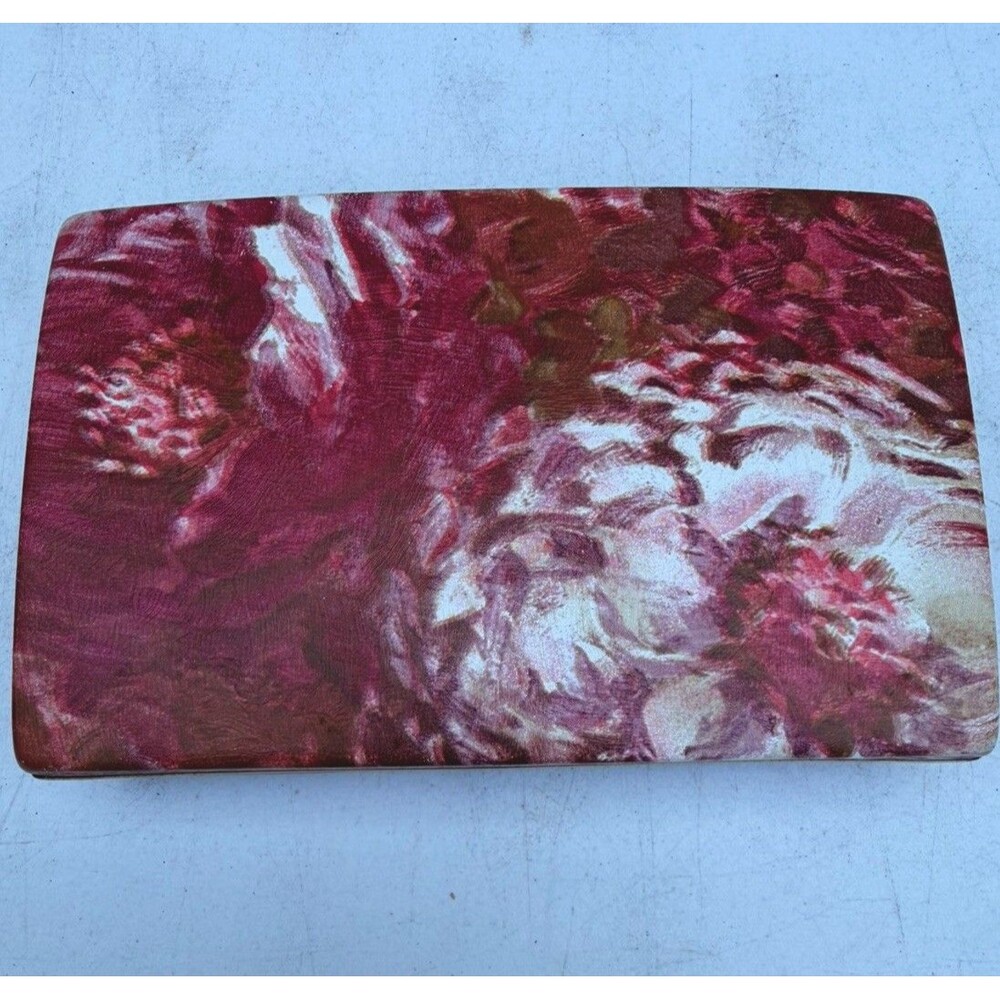 VTG Women’s Floral Travel Earring Hard Shell Case Velvet Silk Lined 7” X 4.5”